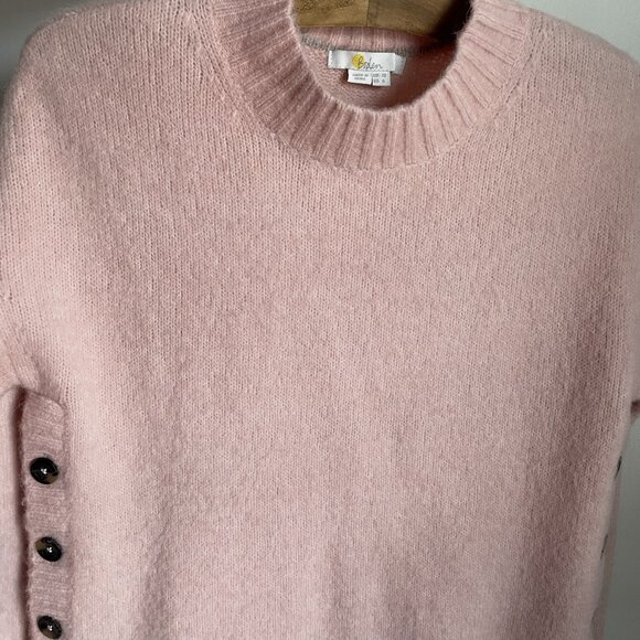 BODEN Fluffy Side Button Jumper Crew Neck Sweater Size 6 Pink Peach - Picture 4 of 16